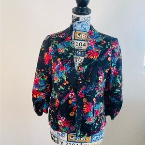 Laundry By Shelli Segal Black Floral Blazer with Multicolor Print